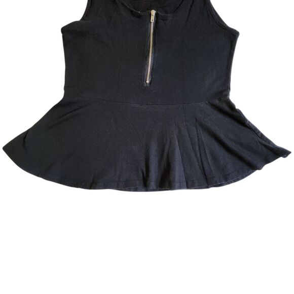 Dots Black Zipper Peplum Tank Top Sz M - Picture 6 of 12